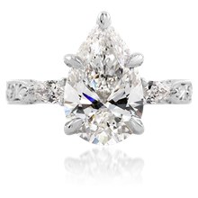 Vintage Pear Three Stone Engagement Ring - top view
