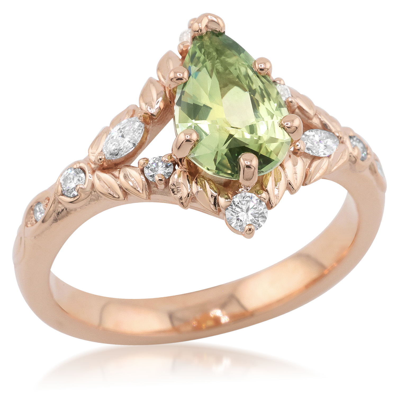 Delicate Diamond Leaf Engagement Ring
