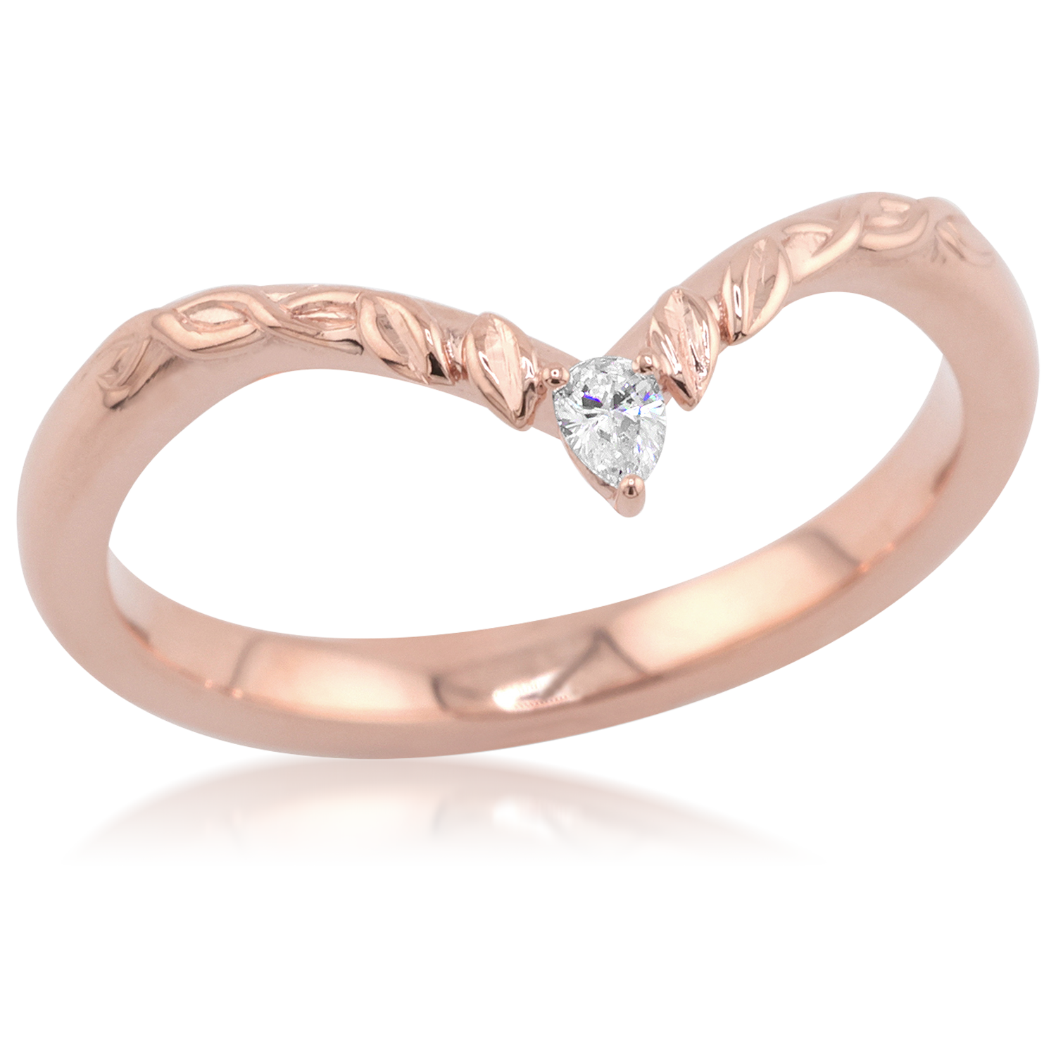 Delicate Diamond Leaf Wedding Band