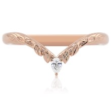 Delicate Diamond Leaf Wedding Band - top view