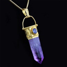Amethyst Crystal Pendant in 22k Yellow Gold