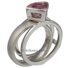 Modern Scaffold Engagement Ring with Rose Sapphire