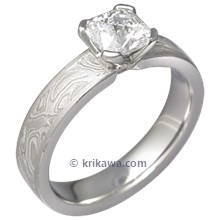 Mokume Princess Engagement Ring with an Excalibur Cut Diamond