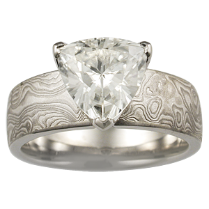 Trilliant Diamond in Mokume Engagement Ring Trilliant Diamond in Mokume Engagement Ring
