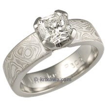 Mokume Princess Engagement Ring in Platinum