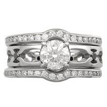Tribal Thorn Artistic Engagement Ring and Diamond Enhancer - top view
