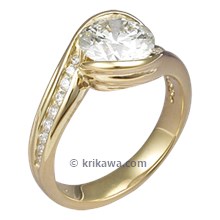 Carved Wave Engagement Ring in Yellow Gold