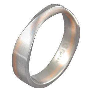 Mobius Strip Band in Pd with Rose Gold Stripe