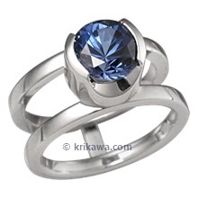 Modern Scaffold Engagement Ring with Blue Sapphire