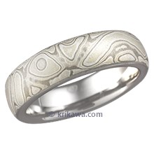 Winter Mokume Band with Rounded Profile, Matte, Light Etch