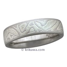 Winter Mokume Wedding Band with a Heavy Etch