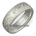 Green Gold Mokume Wedding Band