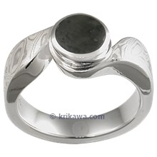 Mokume Swirl Engagement Ring with Jade