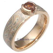 Mokume Solitaire Straight with Straight Head Engagement Ring