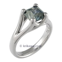 Carved Wing Engagement Ring with Designer Cut Stone