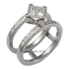 Modern Scaffolding Engagement Ring with Accent Diamonds