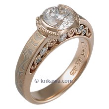 Champagne Mokume Curls Engagement Ring with 1.00 Ct Diamond
