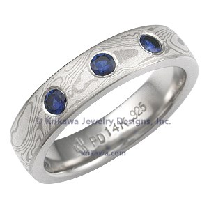Mokume and Diamond Wedding Band
