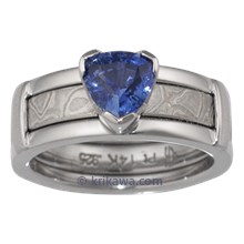 Modern Scaffold Engagement Ring with 0.82 Ct Blue Sapphire