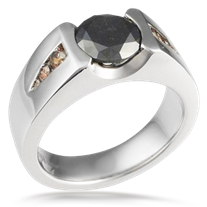 Modern Flush Stone Engagement Ring with Diamonds Modern Flush Stone Engagement Ring with Diamonds