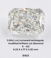 0.90ct cut cornered rectangular modified brilliant cut diamond