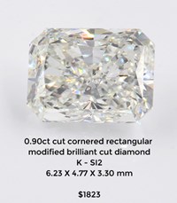 0.90ct cut cornered rectangular modified brilliant cut diamond