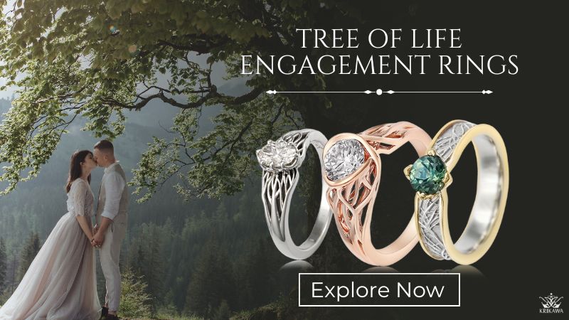 Nature-inspired solitaire engagement ring with bark texture