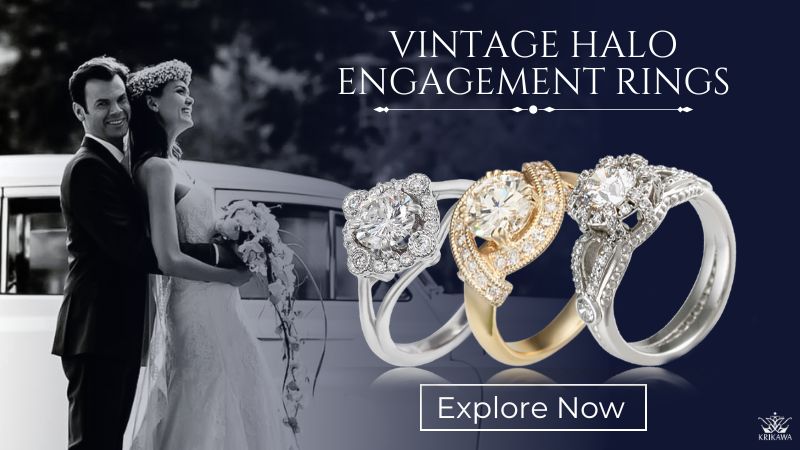 Vintage Style Halo Engagement Rings