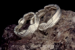 Native American Claw and Feather Wedding Band Set