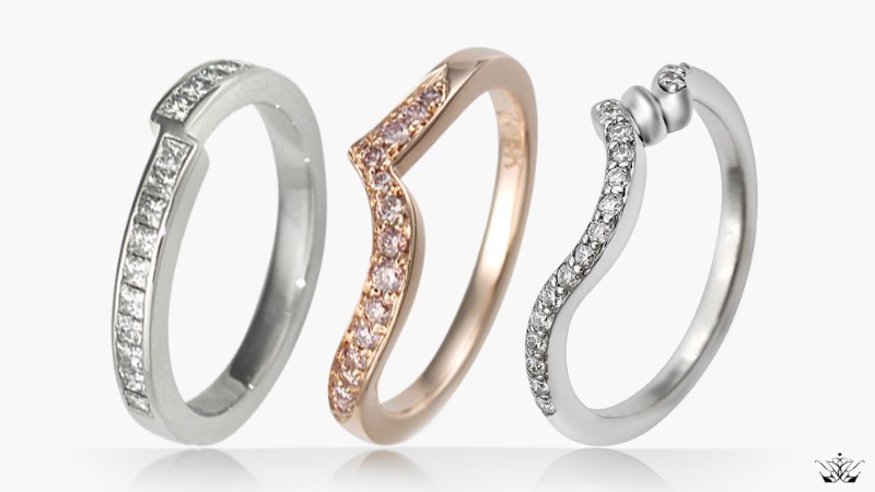 Curved bands and engagement ring wraps collection