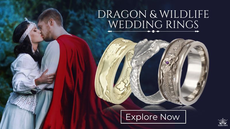 Dragon and Wildlife Wedding Rings