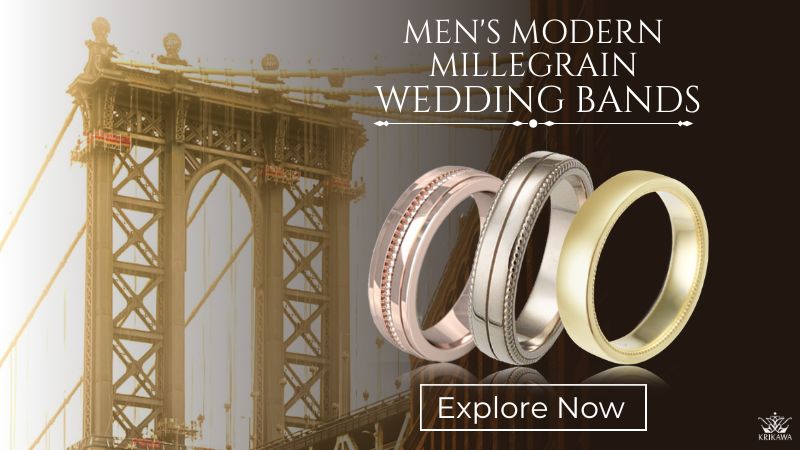 Men's Modern Millegrain Wedding Bands