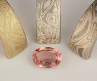 Oval Salmon Sapphire and Mokume Comparison