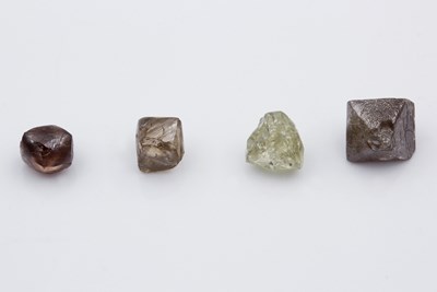 4 Raw Diamonds for Comparison