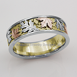 Tricolor Oak and Maple WB 18kY Liner 14kR Maple Plat Rails & Oak