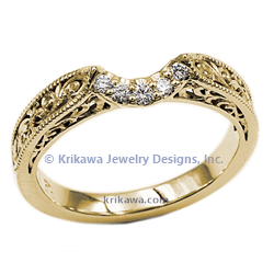 Old World Contour Wedding Band - 18k yellow gold
