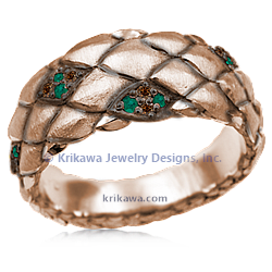 DDSB 14kRose with Champagne Diamonds and Emeralds Darkened