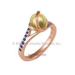 DOER 14k rose gold yellow gold pearl blue sapphire accents