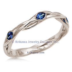 Embracing Branch Leaf with 14k white gold and blue sapphires