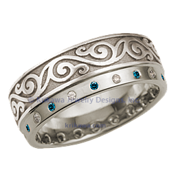 ESID Infinity Leaf with Moissanite/Blue Dia 14K White