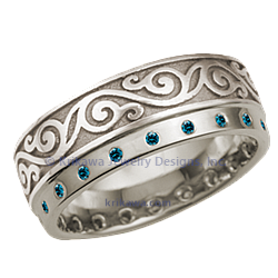 ESID Infinity Leaf with Blue Dia 14K White