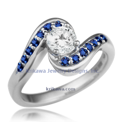 Extreme Wave in platinum with round diamond and sapphire accents