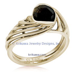 Galaxy Engagement Ring in 14k yellow gold with black diamond