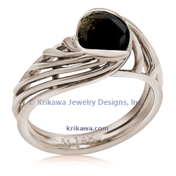 Galaxy Engagement Ring in 14k White Gold with black diamond