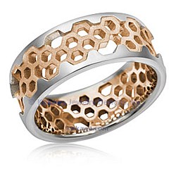 Hexagon Wedding Band in Platinum and Rose Gold