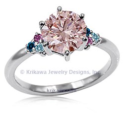 Petite Trinity with Large Round Center and Mixed Color Accents