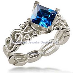 HTCE 14k white gold blue sapph