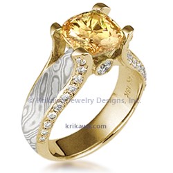 JLIG 18k yellow white mokume yellow sapphire