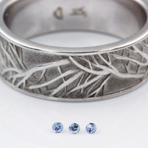 Yogo Gulch Light Blue Sapphires with Tree Band