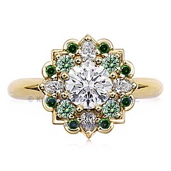MANE 14kY Green/White Diamonds
